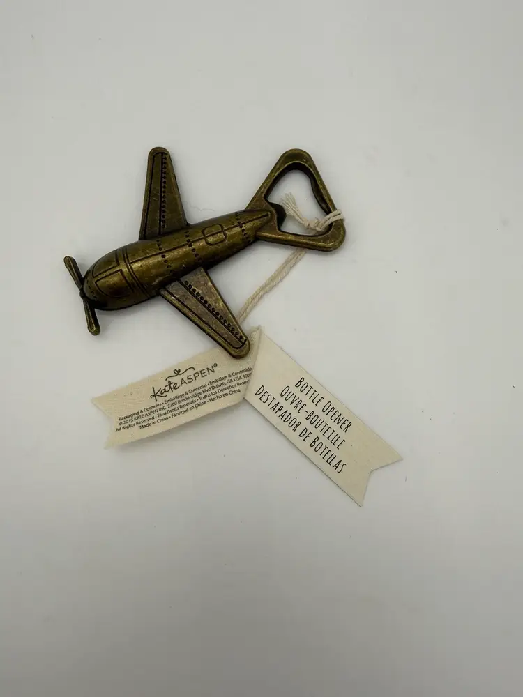 Kate Aspen Aviation Brass Airplane Bottle Opener NWT 3” X 3.5” 2015 Collection