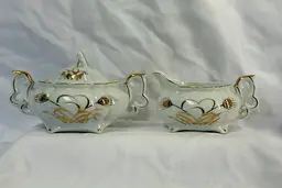 Vintage Lefton China "Golden Wheat" Mini Creamer and Sugar Bowl Set