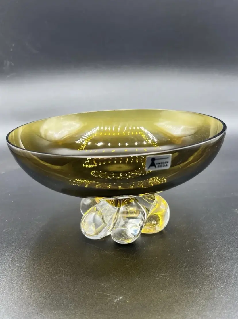  Vintage Mid Century Modern Smokey Art Glass Sweden SEDA No Lid Table Dish Catch All Replacement