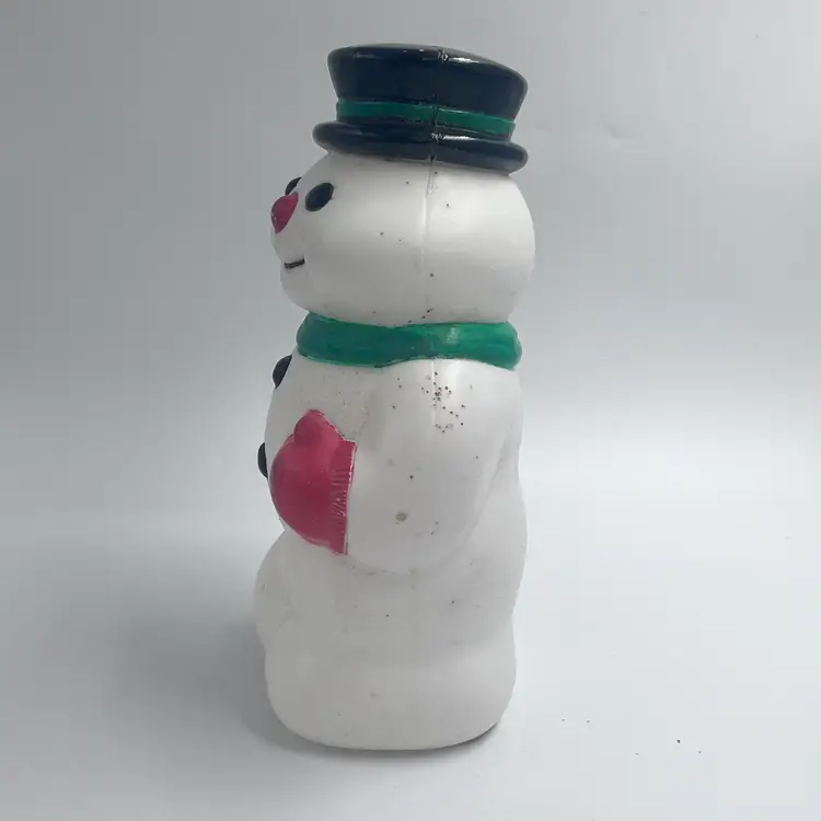 10" Vintage Snowman Blow Mold Holiday Plastic Decor Retro Christmas Snowman Figure Light Cover