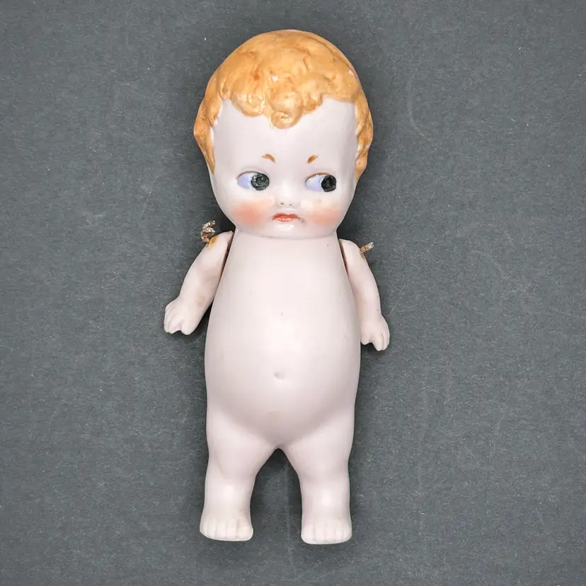Share 1900s Antique Bisque Doll Side Eye Jointed Arms Pudgy Belly Made in Germany