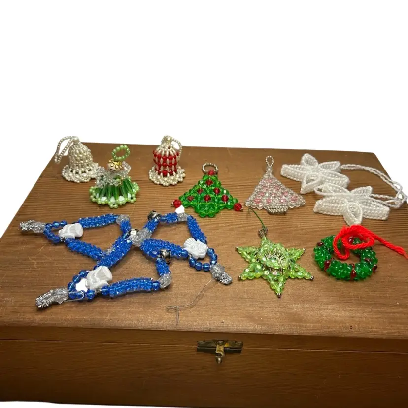 Lot Of 12 Vintage Handmade Beaded Ornaments @1 1/2”