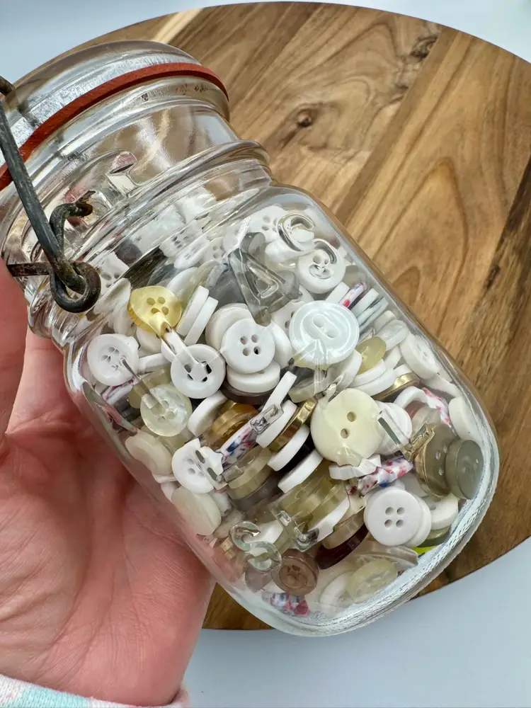 Vintage Atlas Canning Jar Of Buttons
