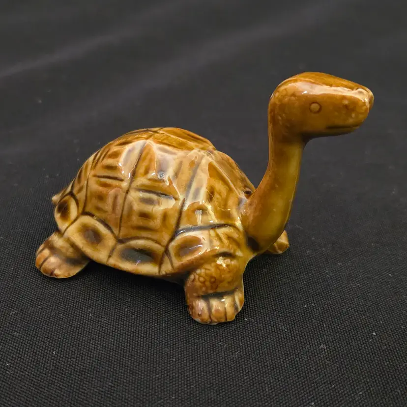 Turtle Tortoise Ceramic Figurine made in Japan 3" Long × 1⅞" Tall Vintage Unbranded