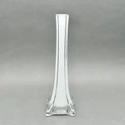 Vintage MCM White Cased Clear Glass Bud Vase