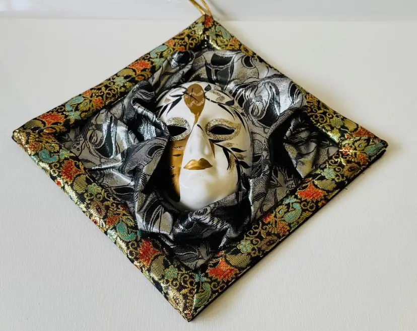 Mardi Gras Mask Framed Porcelain Mime Wall Decor Porcelain Face