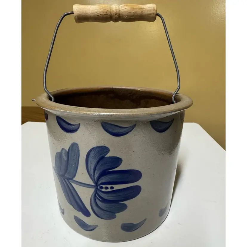 Beaumont Brothers Pottery Crock bucket: Salt Glazed Pail, 1996 4.5”