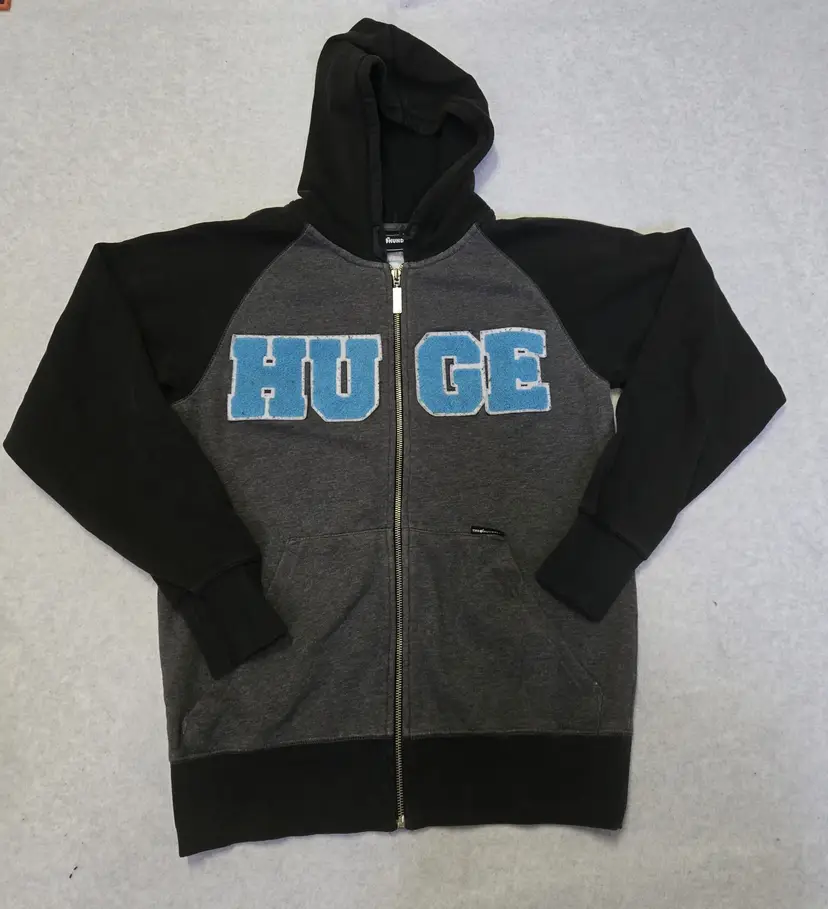 The Hundreds Hoodie Men's L Charcoal/Black HUGE Solano Zip Up