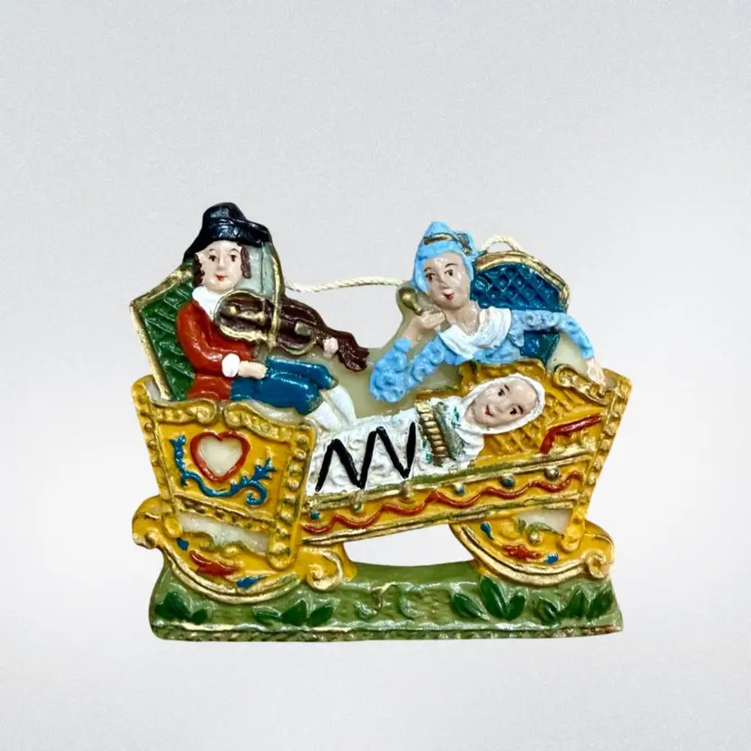 Vintage Wax Ornament Cast From Antique German Mold | Baby & Parents c. 1800