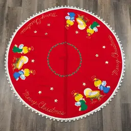 Vintage Completed Bucilla Jeweled Christmas Angels Tree Skirt Nativity 48775 54"