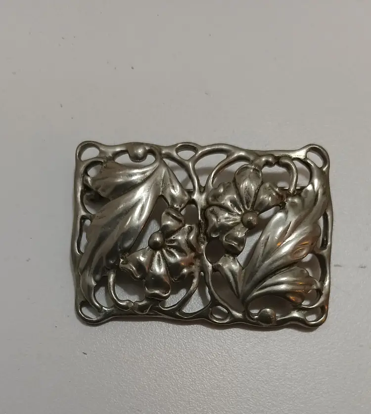 Vintage Pewter Art Nouveau Brooch