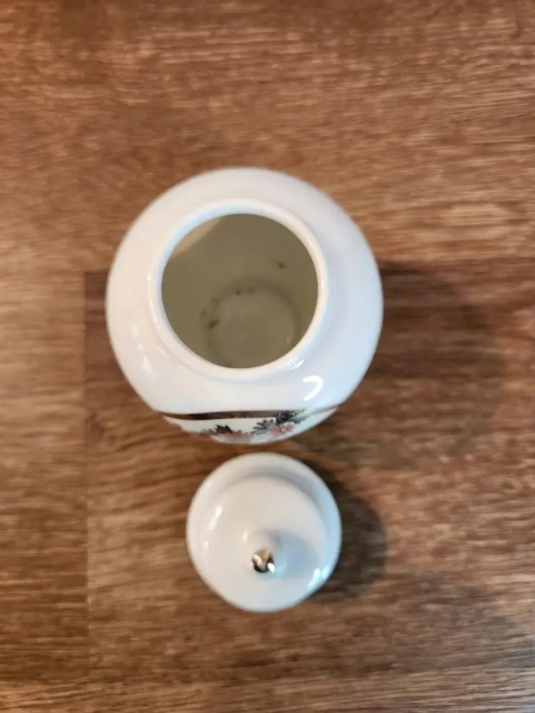 Vintage Japan Fine China Ginger Jar 4.5" Tall with Florals and Birds