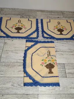 Vintage Embroidered Antimacassar Set