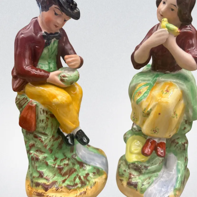 #01 Vintage Crown Staffordshire “Cries of London” Porcelain Figurine Pair Boy & Girl Hand Painted England