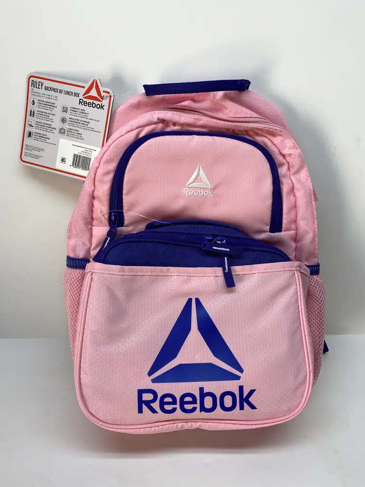 Reebok Pink Girls School Sports Activity Backpack With Lunch Box NWT