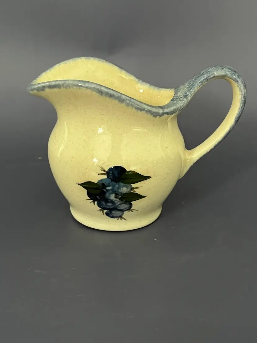 Vintage Debbie's Blueberry Ware Spongeware Pitcher Handmade in Maine