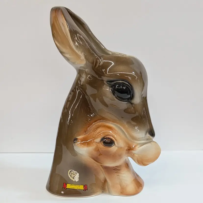 Vintage Royal Copley Pottery Doe Fawn Deer Planter Vase Souvenir Grinnell, Iowa