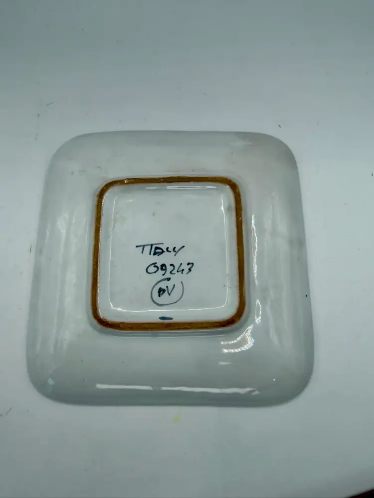 Vintage Italian Square Dish Trinket Yellow Flower 5”-ish *