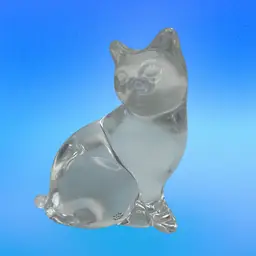 Crystal Cat Figurine, 4” Tall