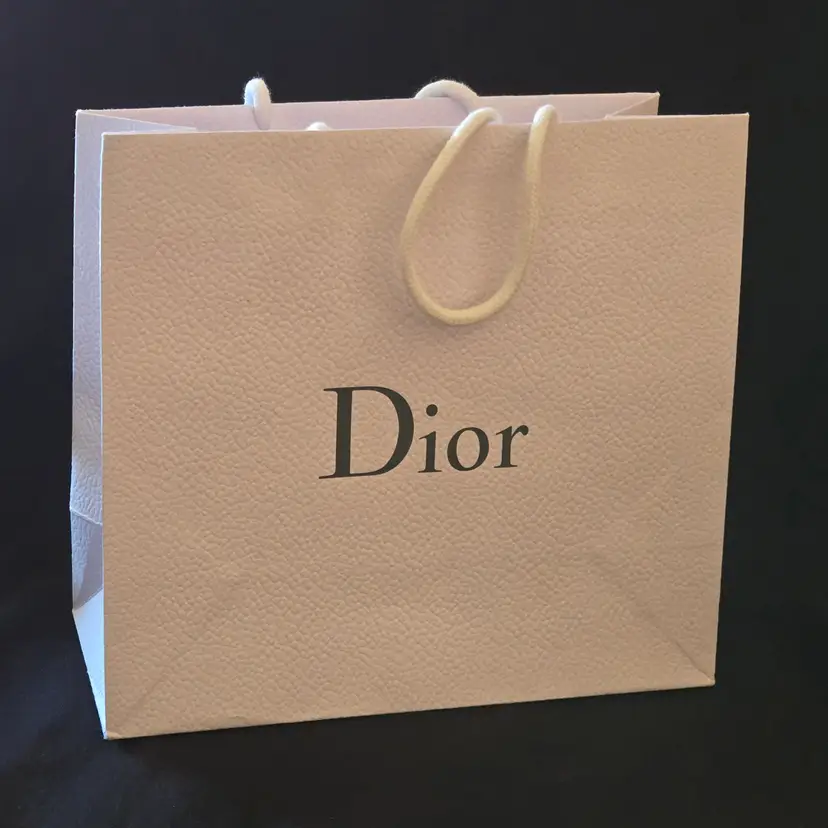 Dior EMPTY Gift Bag White Medium Pebbled Textured  10½"x9"x4½" with Rope Handles