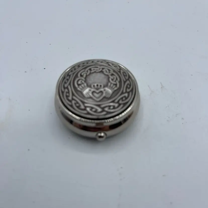 Celtic Silver plate Pill Box 1.5”