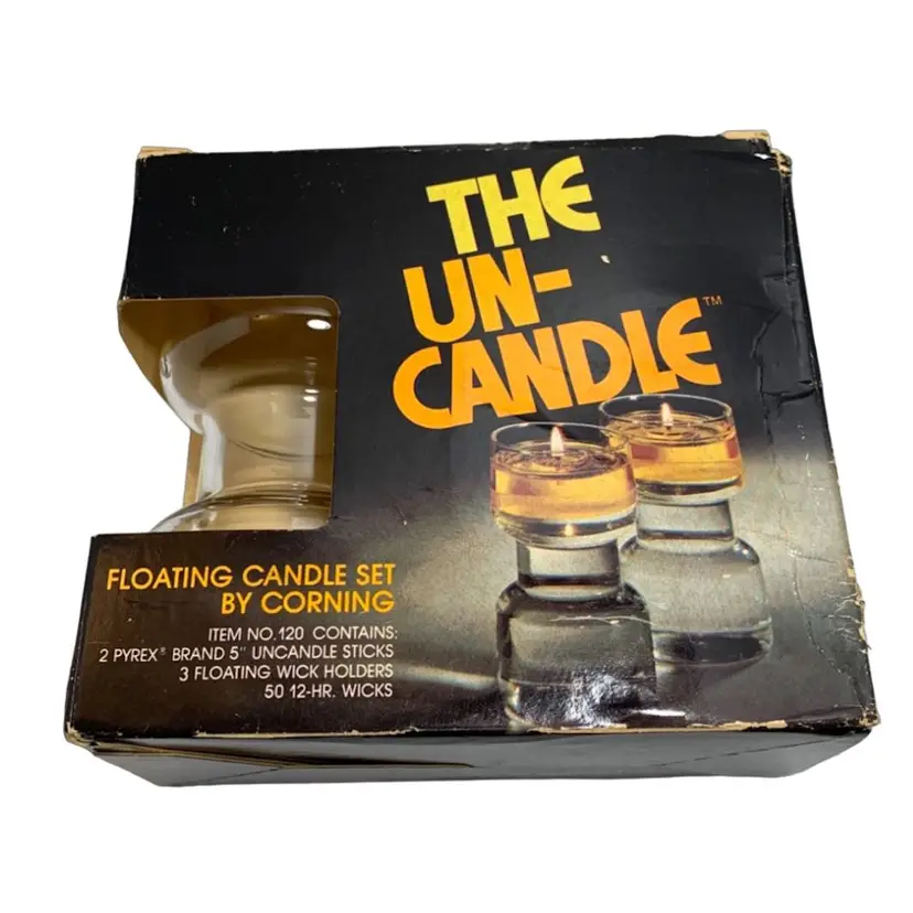 VTG The Un-Candle By Corning 1970s Floating Candle Set