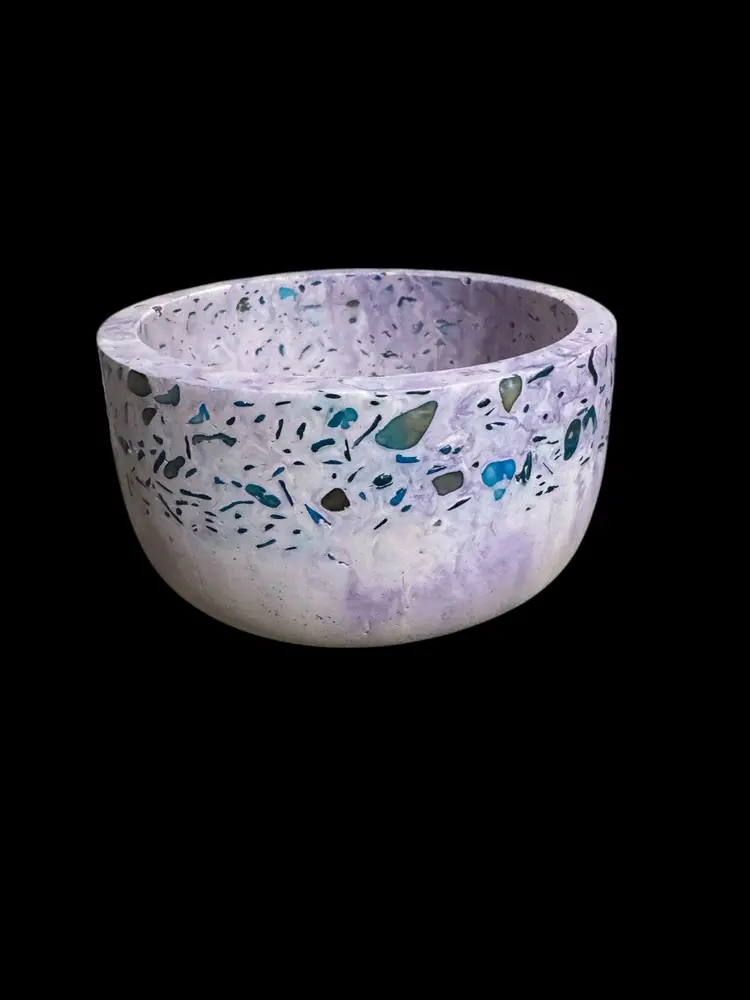 Terrazzo cement cache pot