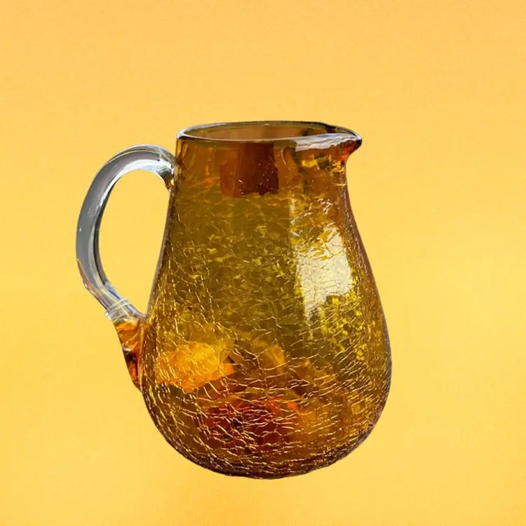 Amber Pilgrim Crackle Glass Pitcher