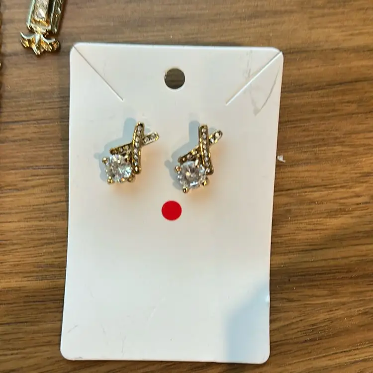 lot Of Four multi layered smoky topaz chain necklace 42 inches, one and a half inch hoop, earrings, cross, and earrings