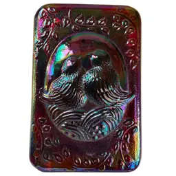 RED FENTON CARNIVAL GLASS LOVE BIRDS PAPERWEIGHT