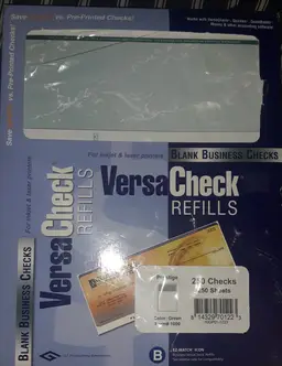VersaCheck business check refills 250 Green
