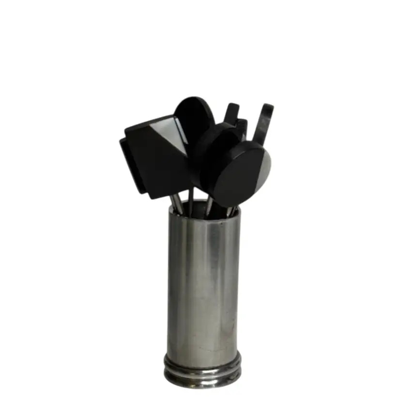 Vintage Art Deco Hors d'oeuvre Picks Set of 8 Appetizer Forks and Holder
4” T