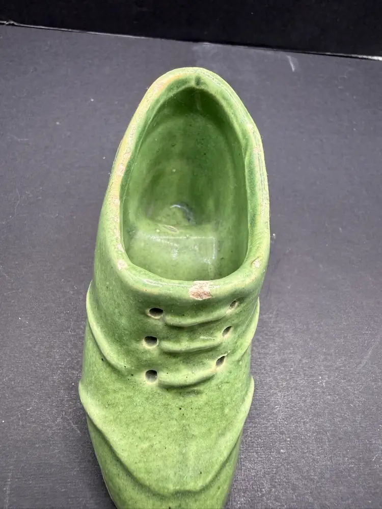 Vintage Green Ceramic Shoe