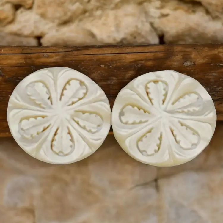 Vintage Sand Dollar Die Cut Pearlescent Shell Clip On Earrings Beach Nautical