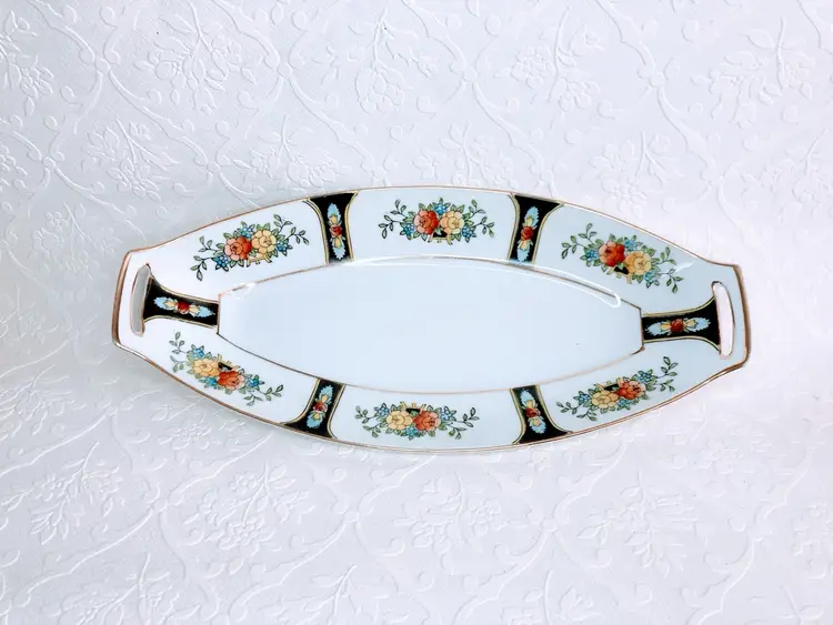 Vintage Noritake Art Deco Floral Celery Dish Bowl