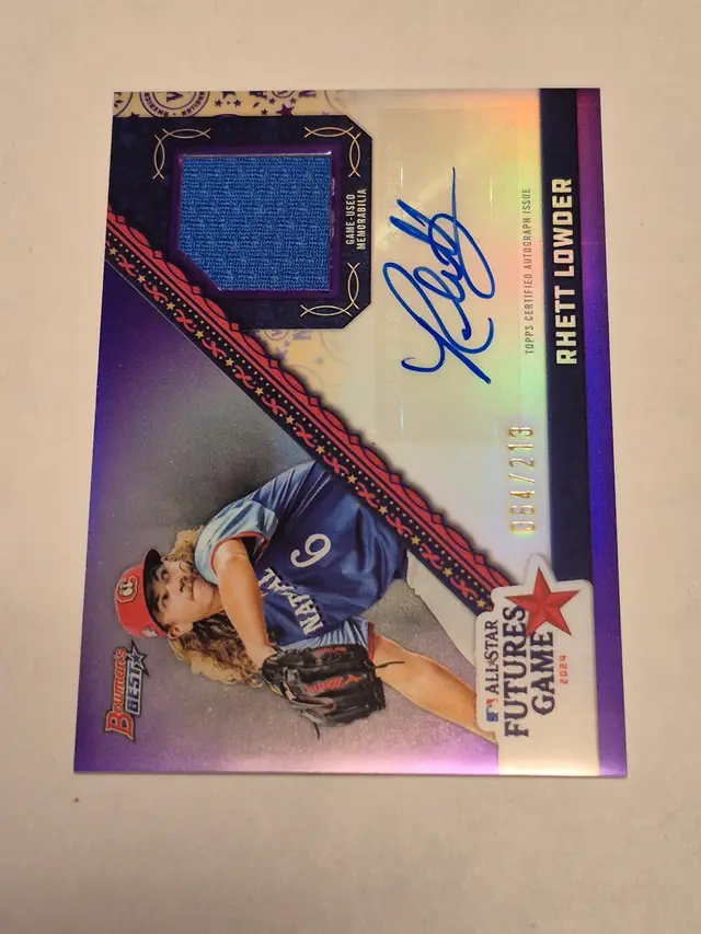 Rhett Lowder 2024 Bowman's Best All Star Futures Game Auto-Relic Purple Refractor /213 #FGRA-RL Reds