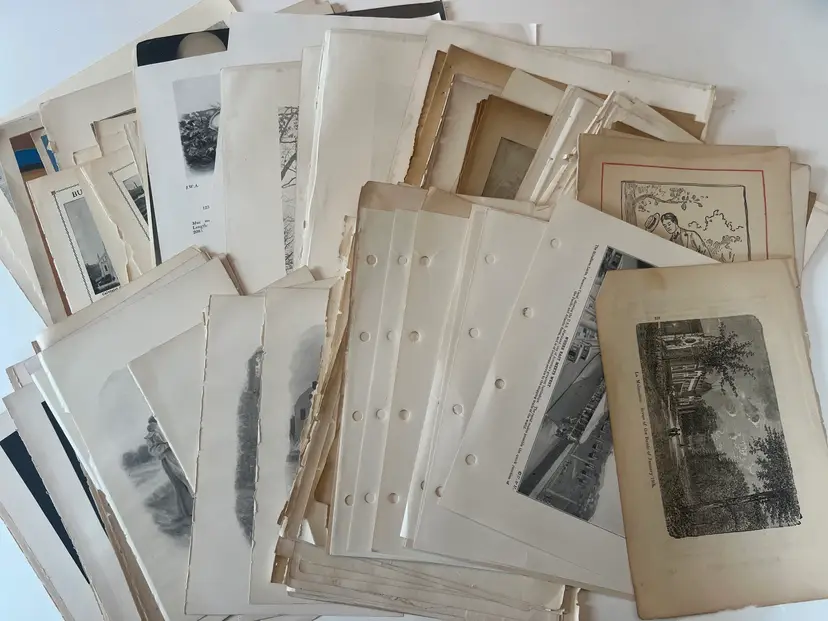 100 Antique Book Page Prints. 1800s-1900s Ephemera. Lithographs, Engravings, Graphics, Crafting, Scrapbooking, Bulk #1