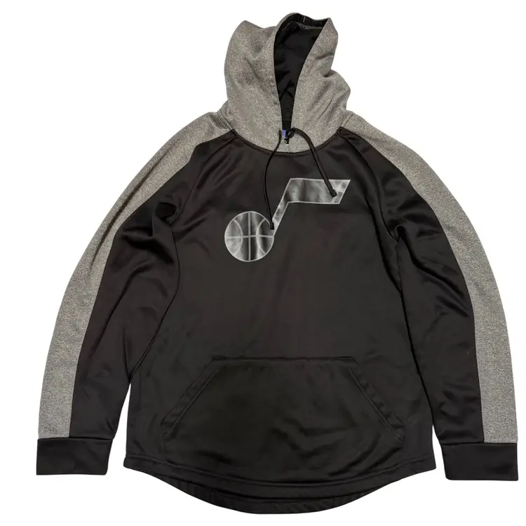 Utah Jazz NBA Gray & Black Classic Logo Look Hoodie by NBA Brand - Men’s Medium