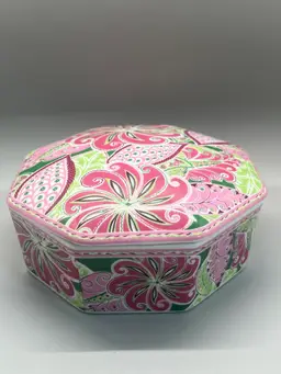 RETIRED Vera Bradley Pinwheel Pink Ceramic Box Made By Andrea By Sadek