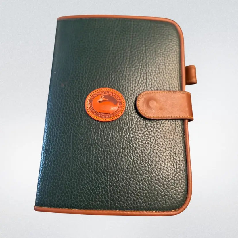Vintage Dooney & Bourke Style Planner Binder – 1990s Dupe – Green & Tan Leather Look