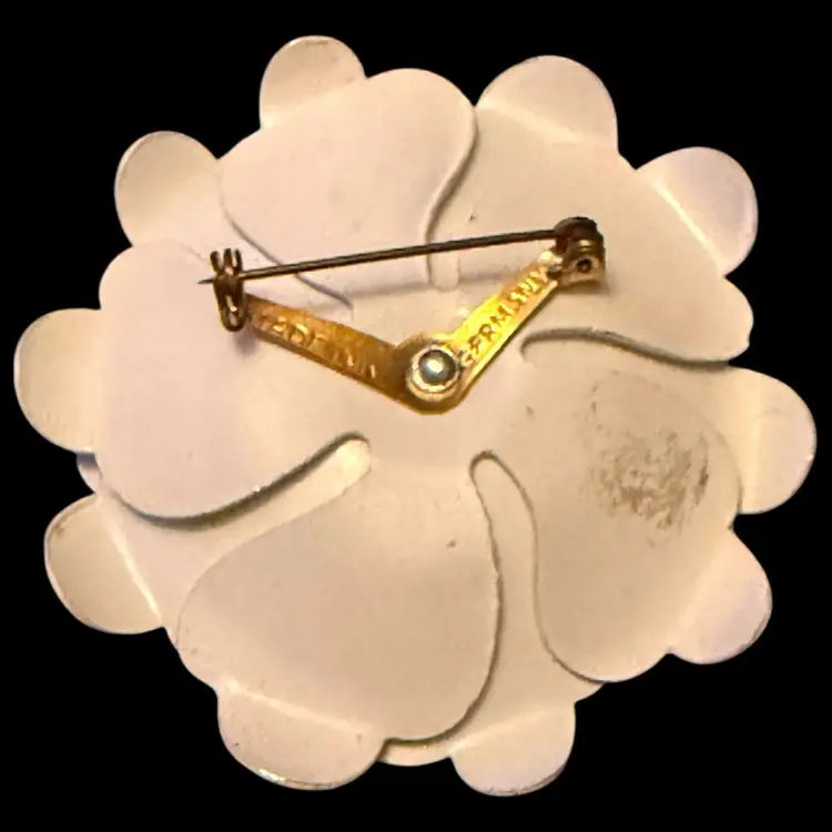 West Germany Enamel Flower Brooch 2.5”