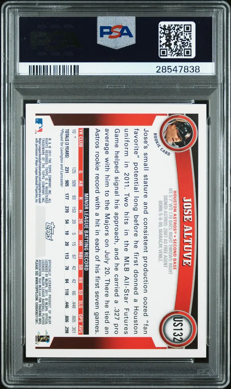 2011 Topps Update JOSE ALTUVE #US132 RC Rookie PSA 10 GEM MINT