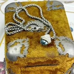 Sterling Silver David Yurman Acorn Necklace Blue Topaz 16”