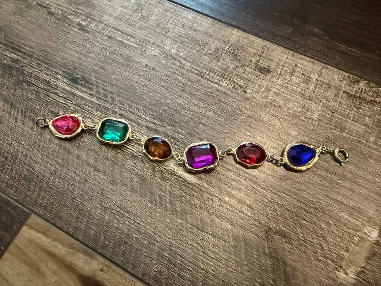 Vintage Multicolored Rhinestone Bracelet 8”