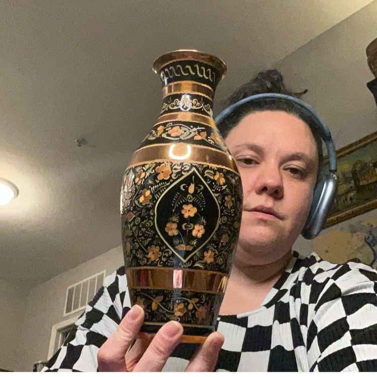 Silver Touch Engraved by Hand Copper Vase