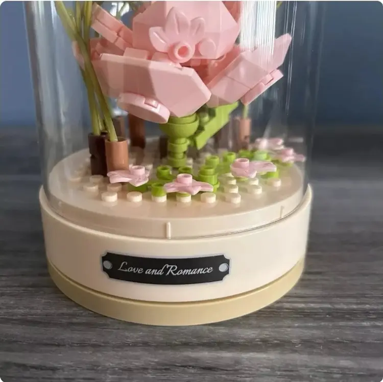 Rose Eternal Flower Building Block Jasmine Flower Assembled Music Box