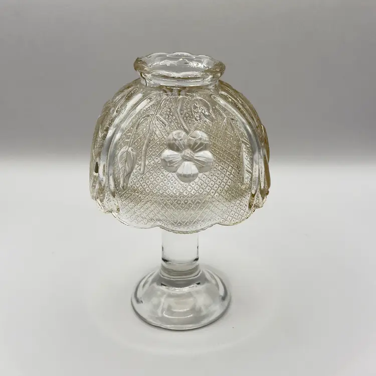 Vintage Glass Fairy Lamp Votive Tealight Holder, Intricate Floral Design, Ambient Home Decor, Unbranded