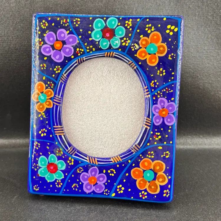 Talavera Mexican Redware Art Pottery Picture Frame Hand Painted