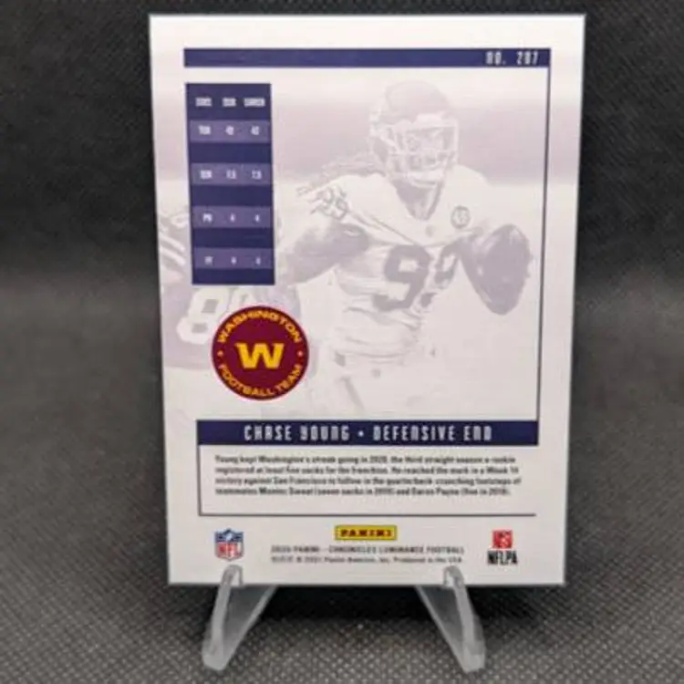 Chase Young 2020 Panini Chronicles Luminance Rookie Card RC #207 - Washington Commanders