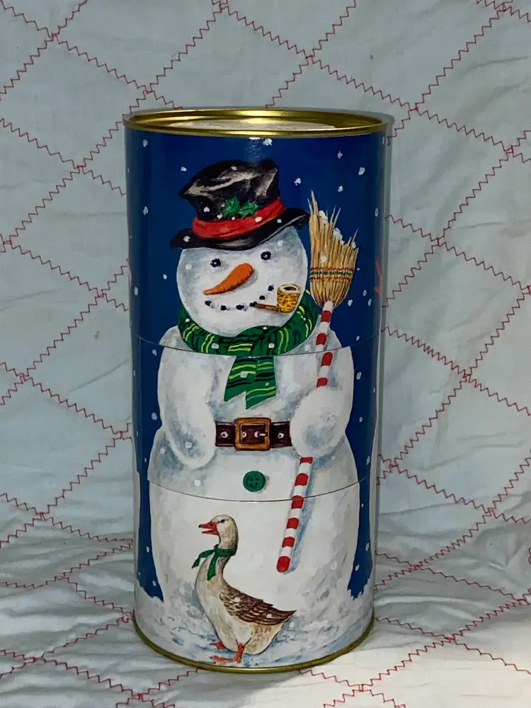 Vintage Twist Around Christmas Snowman Tin Create 3 Different Snowmen